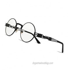 DIREBAN Steampunk Round Glasses for Men and Women Retro Circle Glasses Quavo Metal Frame Glass Frame