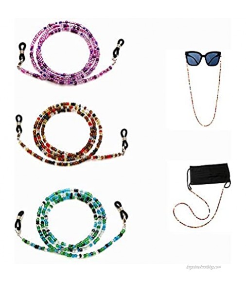 3 PCS Bead Eyeglass Chain for Women Lanyard Sunglasses Holder for Glasses Retainer Eyewear Retainer Strap Necklace for glasses hanging (3 PCS Mix color A)