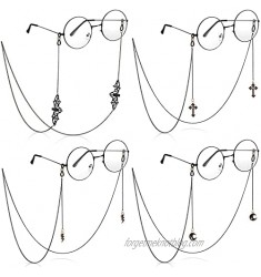 4 Pieces Glasses Chain Black Bat Moon Pendant Eyeglass Strap Holder Lanyards Eyewear Retainer for Women Men