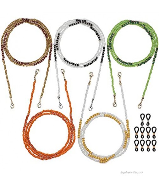Coiris 10 Pcs Face Mask Holder 31.5inch Eyeglass Chain Lanyard Strap for Women Men with Clips Light Weight Glass Seed Beads Strand Necklace Bracelets