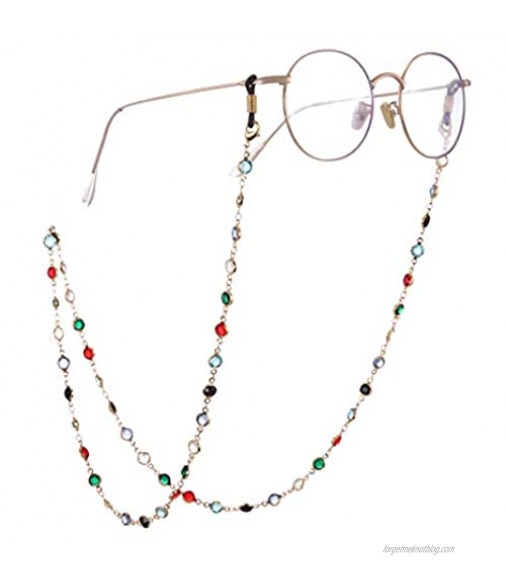 TEAMER Fashion Colorful Eyeglass Chain Sunglass Strap Eyeglass Holder Crystal Statement Beaded Reading Bohemian Glass Strap for Women Girls