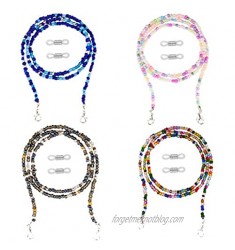 TOYMIS 4Pcs 27.5Inch Face Cover Holder Beaded Necklace for Mask  Multicolor Beads Eyeglass Holder for Mask Strap Extender Chain for Women Men Kids Around The Neck