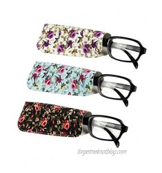 [3 PACK / 5 PACK]  JAVOedge Floral Collections Ultra Light Soft Pouch Eyeglass Storage Case w/Microfiber Eyeglass Cloth