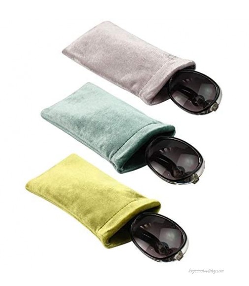 [3 PACK / 5 PACK] JAVOedge Whimsical Pattern Soft Slip In Eyeglass Pouch Case With Microfiber Cloth