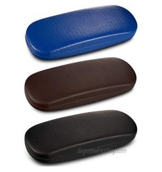 3 Pieces Hard Shell Glasses Eyeglasses Sunglasses Case with Eyeglass Cloth (Grain Pattern)