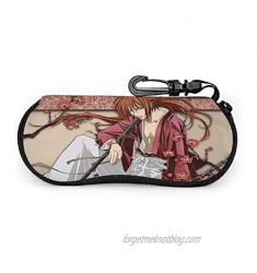 Glasses Case Animation Rurouni Kenshin With Carabiner Soft Portable Neoprene zipper 6.7×3.1 Inches(17 X 8 Cm)