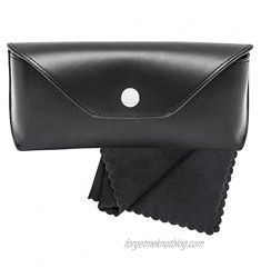Large PU Leather Glasses Case Holder with Microfiber Cleaning Cloth