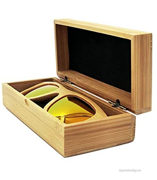 mollensiuer Nature Bamboo Wood Sunglasses Case Hard Shell Rectangle Eyeglass Case Protective Case for Glasses Sunglasses and Eyeglasses (Glasses is Not Included)