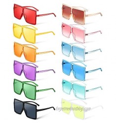 12 Pieces Oversized Square Sunglasses Flat Top Retro Oversize Sunglasses for Women