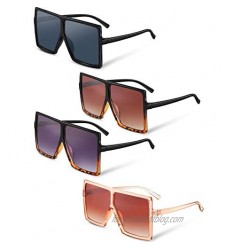 4 Pairs Square Oversized Sunglasses Flat Top Oversized Sunglasses for Women Favors