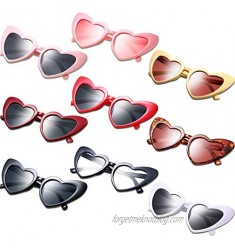 9 Pairs Heart Shaped Sunglasses Vintage Heart Sunglasses Women Retro Eyeglasses for Shopping Traveling Party Accessories