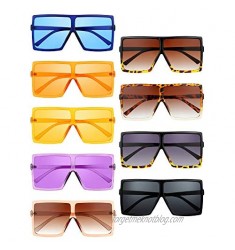 9 Pieces Oversized Square Sunglasses Flat Top Shades Retro Oversize Sunglasses for Women  9 Colors