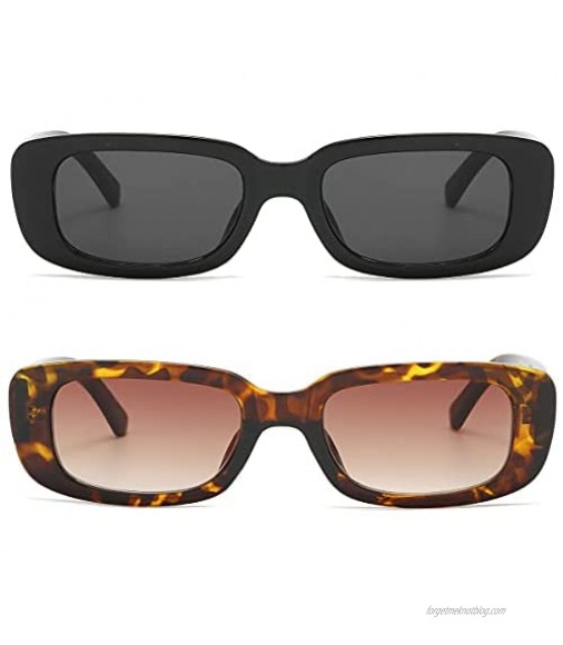Dollger Retro Rectangle Sunglasses for Women 90’s Vintage Shades Unisex Square Thick Frame Glasses UV Protection