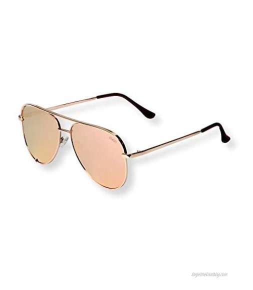 EVEE Fashionable Metal Aviator Sunglasses with Oversize Flat Reflective Mirror Lenses (GEMINI)