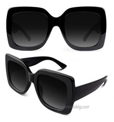 GQUEEN Women Oversized Square Frame Sunglasses Multiple Tinted Glitter Designer Inspired Stylish Shades S904