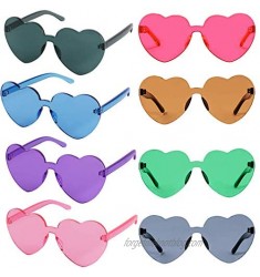 Heart Shaped Rimless Sunglasses Party Favors Frameless Glasses Tinted Eyewear Monoblock Transparent Candy Color