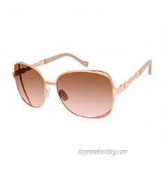 Jessica Simpson Women's J5512 Large Vented Square Metal Sunglasses with Chain Detailed Temple & 100% UV Protection 60 mm
