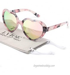 LVIOE Heart Sunglasses for Women  Polarized Heart Shaped Sunglasses with UV Protection Heart Style Retro Glasses for Shopping