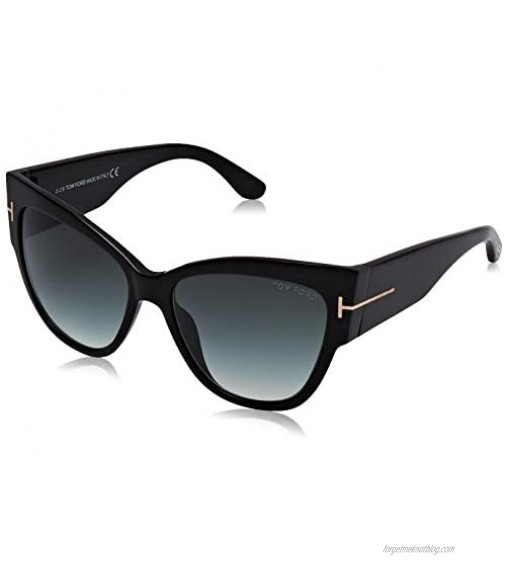 Tom Ford TF371 01B Black Anoushka Pilot Sunglasses Lens Category 2 Size 57mm