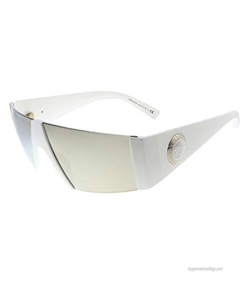 Versace VE 4360 401/5A White Plastic Shield Sunglasses Gold Mirror Lens