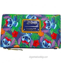 Loungefly x Disney Lilo & Stitch Navy Tropical Leaves Allover Print Flap Wallet