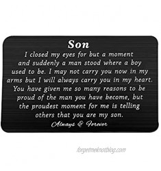 PLITI to My Son Wallet Card Proud of You Gifts I Closed My Eyes for A Moment Engraved Wallet Card for Son for Men