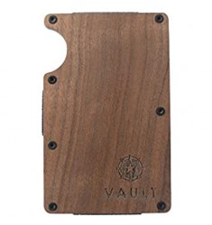 VAULT - Super Slim Wood Wallet — Authentic Walnut & Rosewood — Compact Modern Design WIth RFID Blocking — Super Secure Money Clip