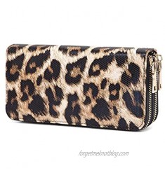 VISATER Leopard Wallets for Women Cheetah Animal Print Ladies Purse Long Zipper PU Leather Cards Slots  Wallet-a  Large