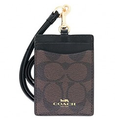 COACH Women's Outlet Card Case Embossed Pattern Lanyard Id Identification Cases