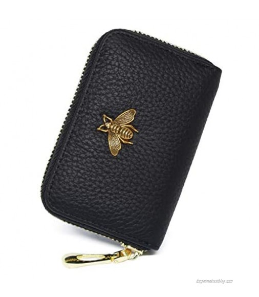 imeetu RFID Credit Card Holder Small Leather Zipper Card Case Wallet for Women