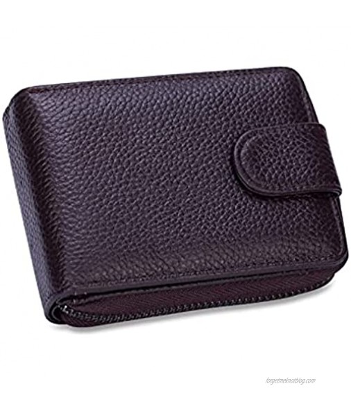 LLi Cufite - Genuine Leather Credit Card Holder RFID Zipper Accordion Card Case with ID Window Coin Slot Wallet for Women Men