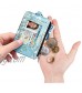 Zip ID Case Card Holder Fintie Slim Coin Purse Wallet RFID Blocking Change Pouch with Key Chain (Blossom)