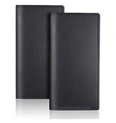2 Pack Checkbook Covers Micro Fiber Leather Check Book Holder Checkbook Cover Holder Wallet RFID Blocking for Men Women