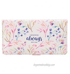 Checkbook Cover for Women & Men I Am With You Always Christian White Floral Wallet  Faux Leather Checkbook Cover for Duplicate Checks & Credit Cards – Mathew 28:20