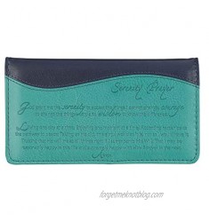 Checkbook Cover for Women & Men “Serenity Prayer” Christian Turquoise and Navy Wallet  Faux Leather Christian Checkbook Cover for Duplicate Checks & Credit Cards