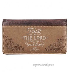Checkbook Cover for Women & Men Trust in The Lord Christian Brown Wallet  Faux Leather Christian Checkbook Cover for Duplicate Checks & Credit Cards - Proverbs 3:5-6