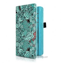 CoBak Checkbook Cover - Premium Leather Check Book Holder Wallet with RFID Blocking Function for Men and Women (Floral)