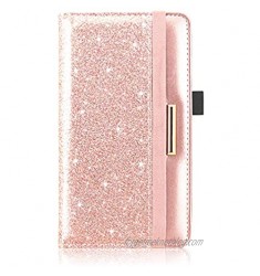 DMLuna Checkbook Cover with RFID Blocking Function Premium Leather Check book Holder Wallet for Men and Women Glitter Rose Gold