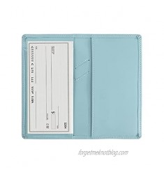 GNEGNI Leather Checkbook Cover with Built-in Divider Pen holder For Men Women Checkbook Holder Wallet RFID Blocking