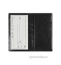 Leather Checkbook Cover with Pen Holder and Built-in Divider Basic Checkbook Holder Case for Men&Women (Black Ink)