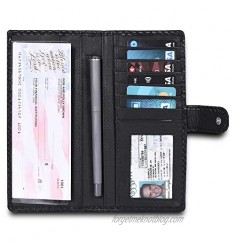LEVOGUE-Premium Quality Leather RFID Unisex Checkbook cover-Duplicate Checks RFID Card Standard Register with pen inserts