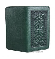 Oberon Design Celtic Braid Embossed Genuine Leather Checkbook Cover  3.5x6.5 Inches  Green  Made in the USA