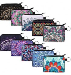 10 Pieces Small Coin Purse Boho Change Purse Pouch Mini Wallet Coin Bag with Zipper for Women Girls