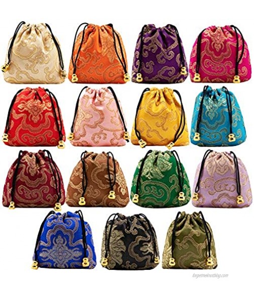 30Pcs Silk Coin Bags Brocade Coin Bags Pouches Jewelry Gift Bag Candy Sachet Pouch Small Chinese Embroidered Organizers Pocket for Women Girls Dice Necklaces Earrings Bracelets