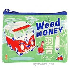 Blue Q Coin Purse  Weed Money. Made from 95% recycled material  the ultimate little zipper bag to corral money  ear buds  gift cards  stamps  vitamins  coins. 3"h x 4"w.
