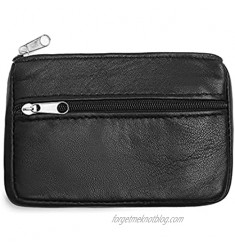 Coin Purse Pouch for Men and Women  Genuine Leather Mini Cash Wallet with Keychain Ring Holder
