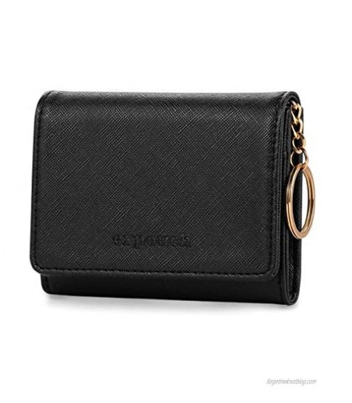 expouch Coin Purse for Women Leather Change Wallet Coin Pouch Small Front Pocket Wallets with Key Chain