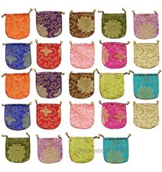kilofly Chinese Silk Brocade Drawstring Jewelry Bag Gift Pouch Value Set