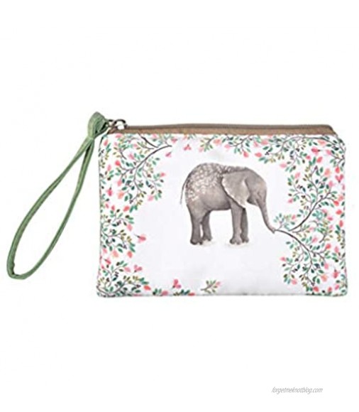 Rantanto Cute Classic Exquisite Canvas Cash Coin Purse Make Up Bag Cellphone bag With Handle (BG0001 Flower Elephant)