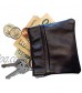 SILVERFEVER Leather Coin Purse Change Holder Squeeze Spring Closure Pouch w Key Ring 3.5 by 3.5 - Great Gift for Men Women